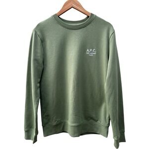 APC Rue Madame‎ Paris Logo Sweatshirt Sage Green Mens Small Cotton Pullover